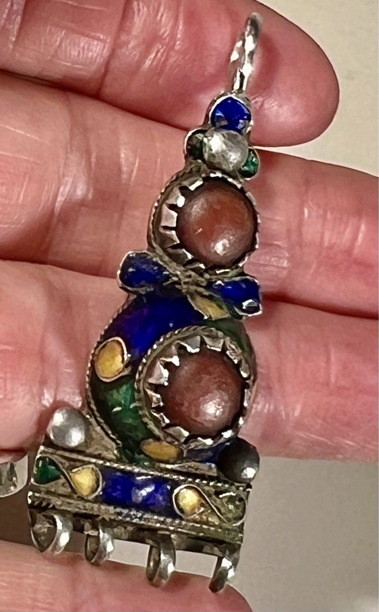 Pendentif En Argent Sterling Cloisonné - Occasion, Avec Les Marques Du Temps - Style Argenté