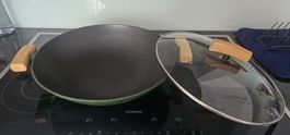 Wok mit Glasdeckel und Holzgriffen guter Zustand