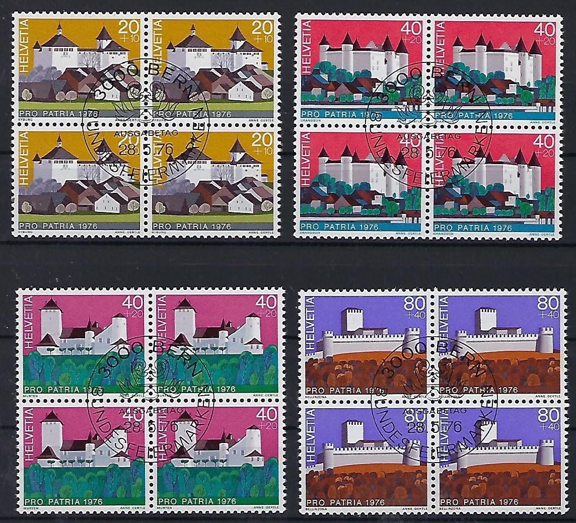 Alle Briefmarken: 1976  Pro Patria Viererblocks ET.  15363 – Gebraucht aus Lunden von Animus999