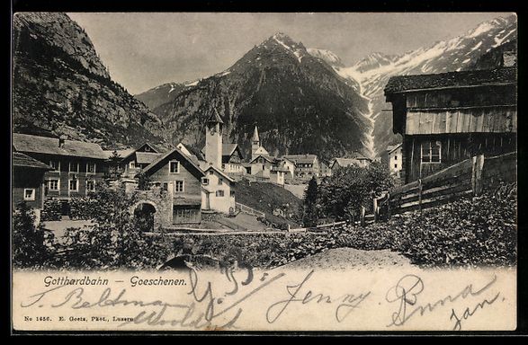 Cartoline postali: AK Göschenen /Gotthardbahn, Blick in den Ort – Usato da Berlin venduto da bartko-reher