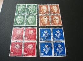 Pro Juventute , Satz 4erblocks 1945, mittig gestempelt
