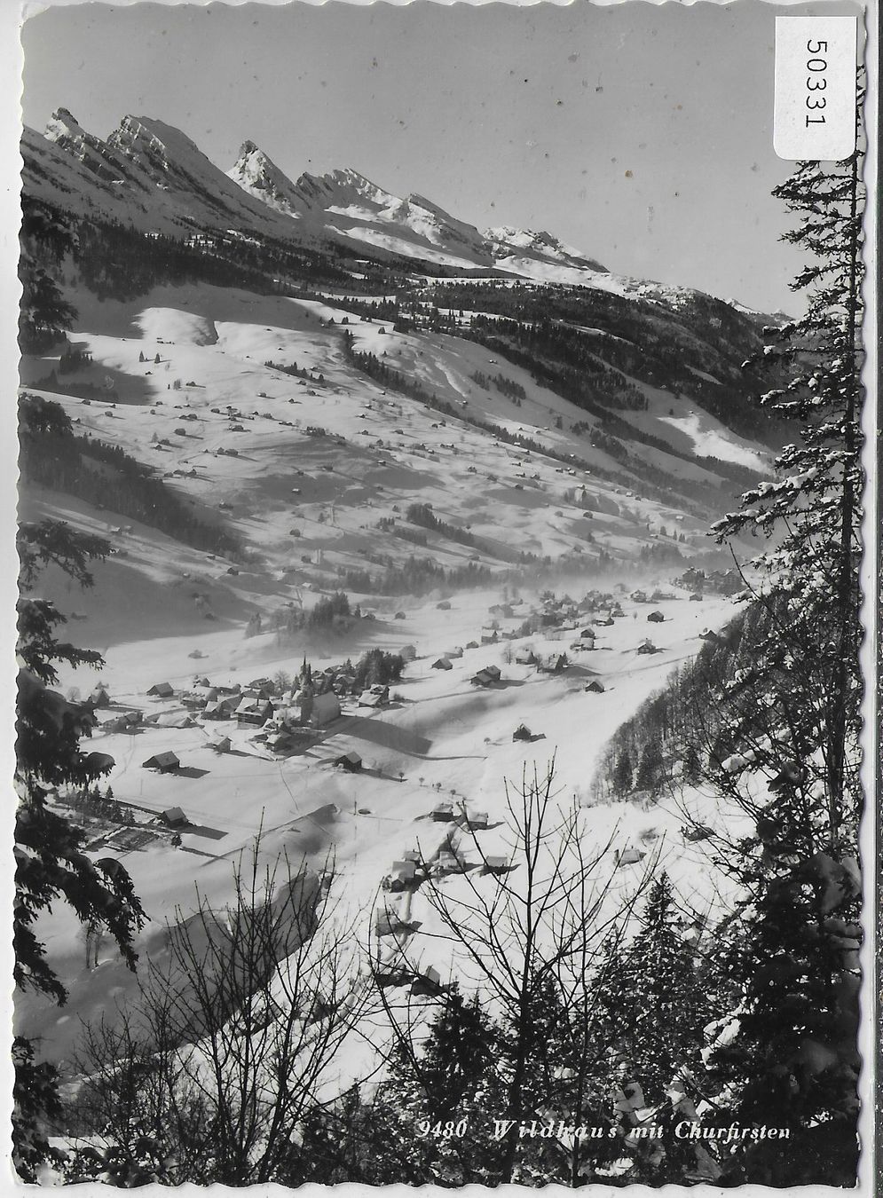 Cartoline postali: Wildhaus mit Churfirsten im Winter – Usato da Ettingen venduto da Kartenplanet