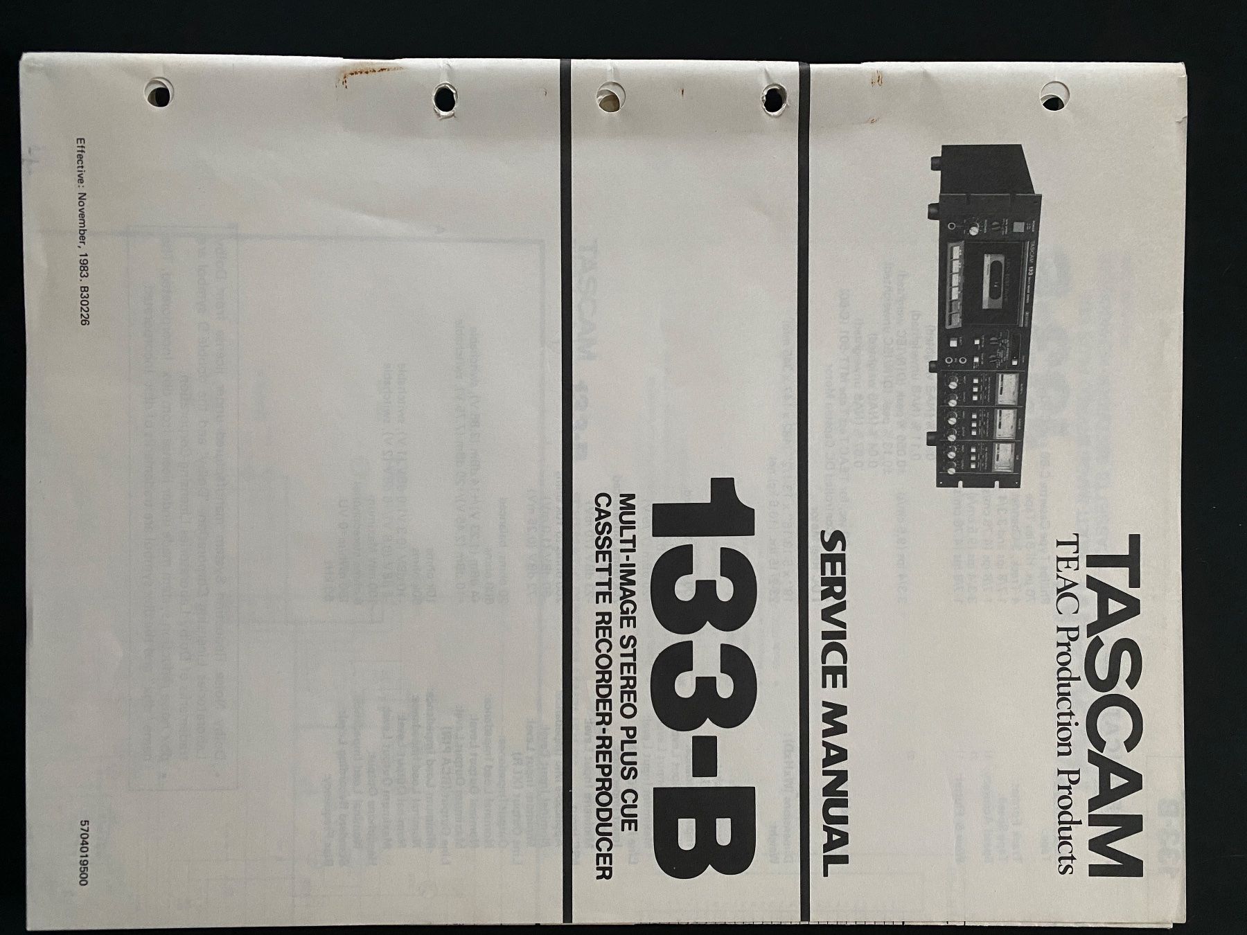 Registratori: Servicemanual TASCAM 133-B Cassetten Deck – Usato da Erlenbach ZH venduto da Leaford