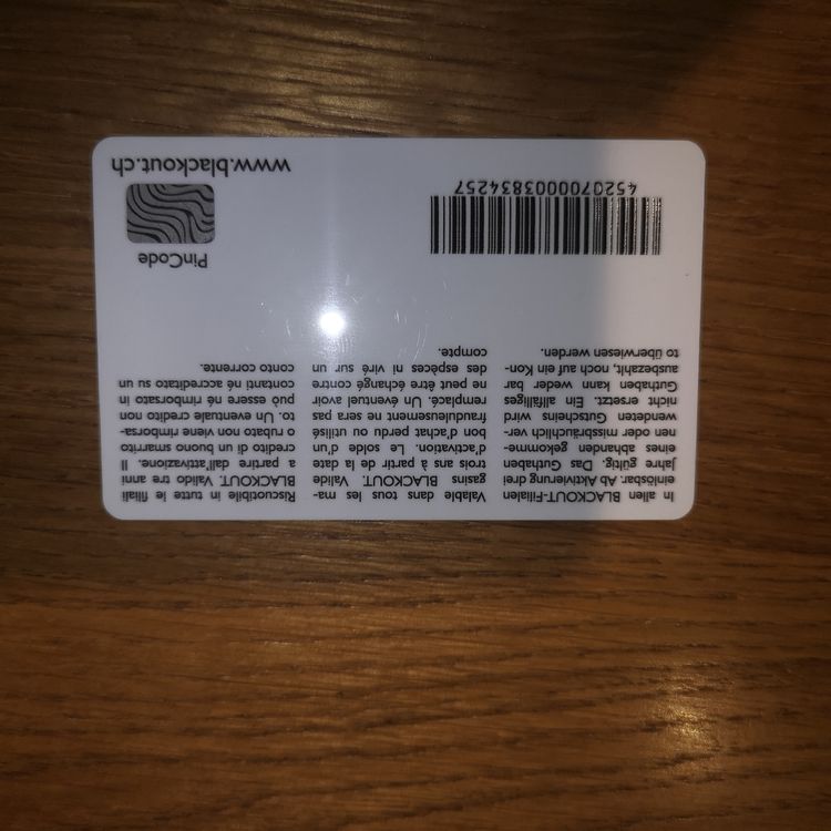 Gutschein BLACKOUT CHF 200. Kaufen auf Ricardo