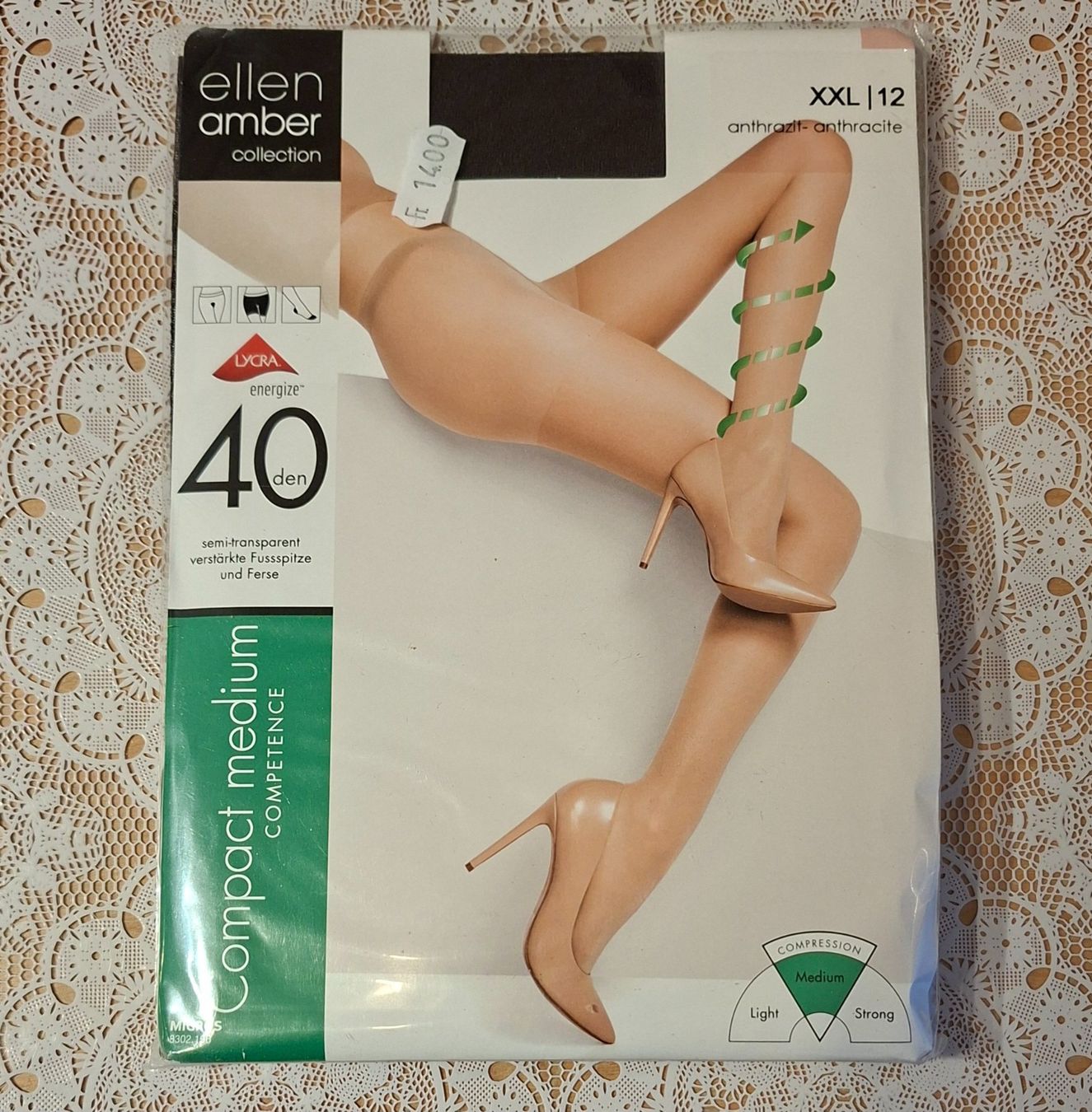 Ellen Amber Strümpfe & Strumpfhosen: Ellen Amber Compact Medium Strumpfhose 40den Gr.XXL Anthrazi – Neu und originalverpackt aus Amriswil von Celini3