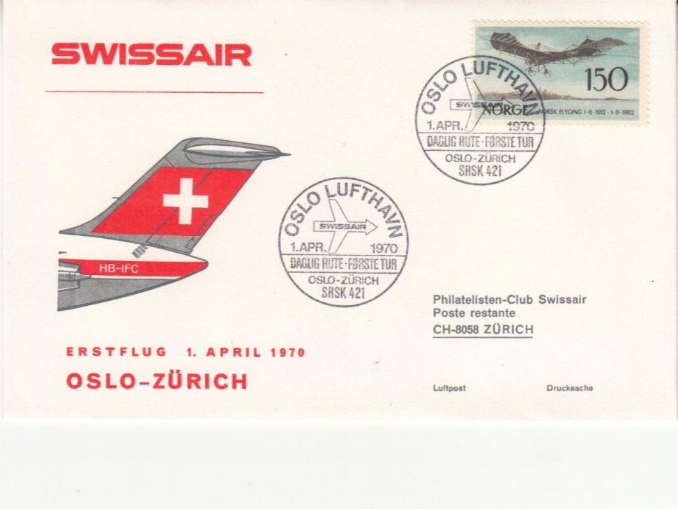 Alle Briefmarken: SLH RF 70.4b Oslo-Zürich – Gebraucht aus Bürglen TG von StampGraf