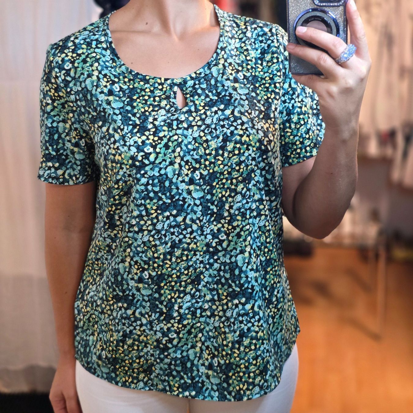 Camicette: Damenbluse Gr. 42 Türkis Petrol 100% Polyester – Usato da Wald ZH venduto da CapLux