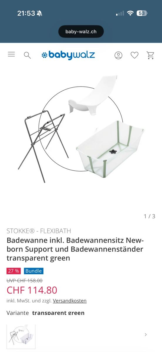 Badewannen: Stokke Flexi Bath newborn support and stand white – Gebraucht aus Winterthur von qop_wfg9 6