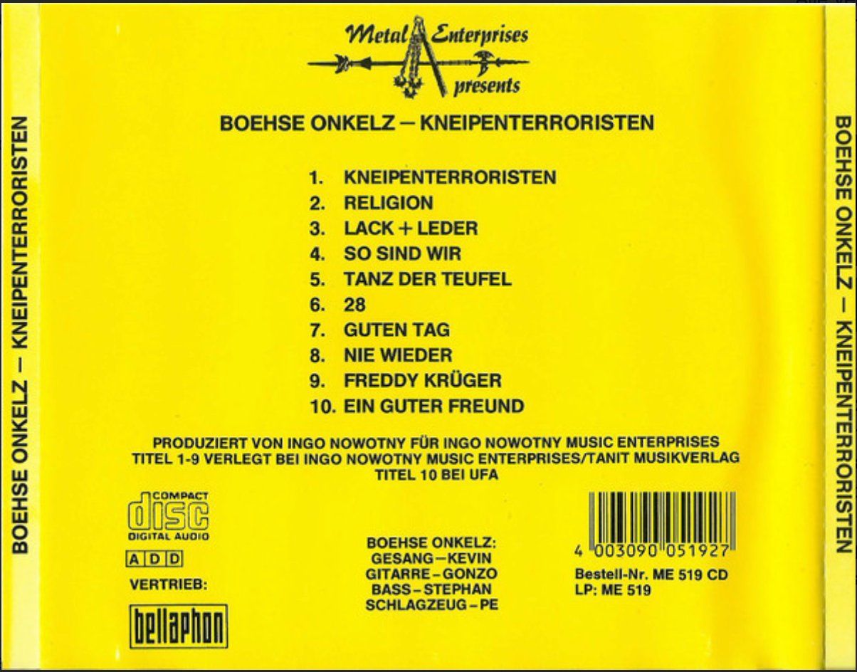CD: Böhse Onkelz - Kneipenterroristen – Usato da Brunnen venduto da Barfly5 1