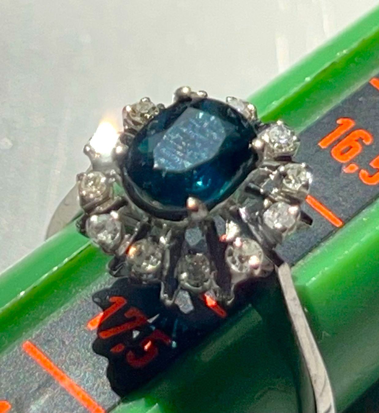 Anelli: Weissgold Ring 585 gestempelt mit Saphir & Diamanten – Usato da Ebikon venduto da repatrick 8