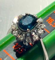 Weissgold Ring 585 gestempelt mit Saphir & Diamanten