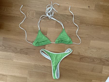 Heavy Manners Green string bikini set, size S/M