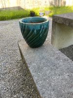 Blumentopf Keramik Türkis-Grün Spiralmuster