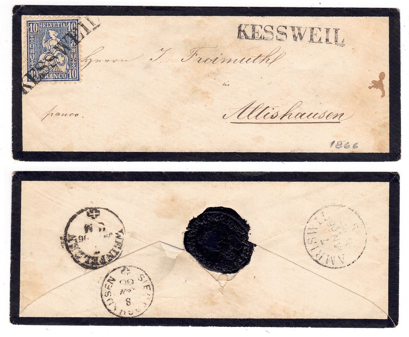 Tutti i francobolli: Lettre de Kessweil pour Allishausen – Usato da La Tour-de-Peilz venduto da amjust