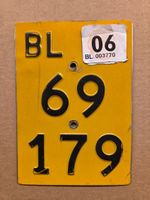 Velonummer BL 2006 gelb Mofanummer Plaque Mofa