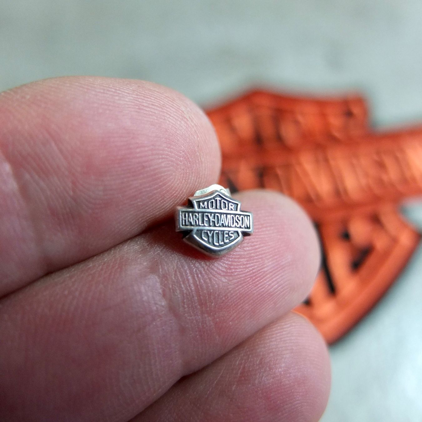 Harley-Davidson Toppe: Harley-Davidson Set: Patch und Pin (Silber) – Usato da Basel venduto da Brocki-auf-dem-Wolf 2