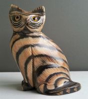 Deko: Katze, Knochen handgeschnitzt, H=8.4cm