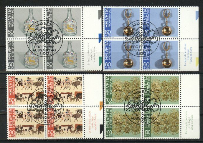 Tutti i francobolli: 1993, Pro Patria Viererblöcke, ET – Usato da Willisau venduto da Vollstempel
