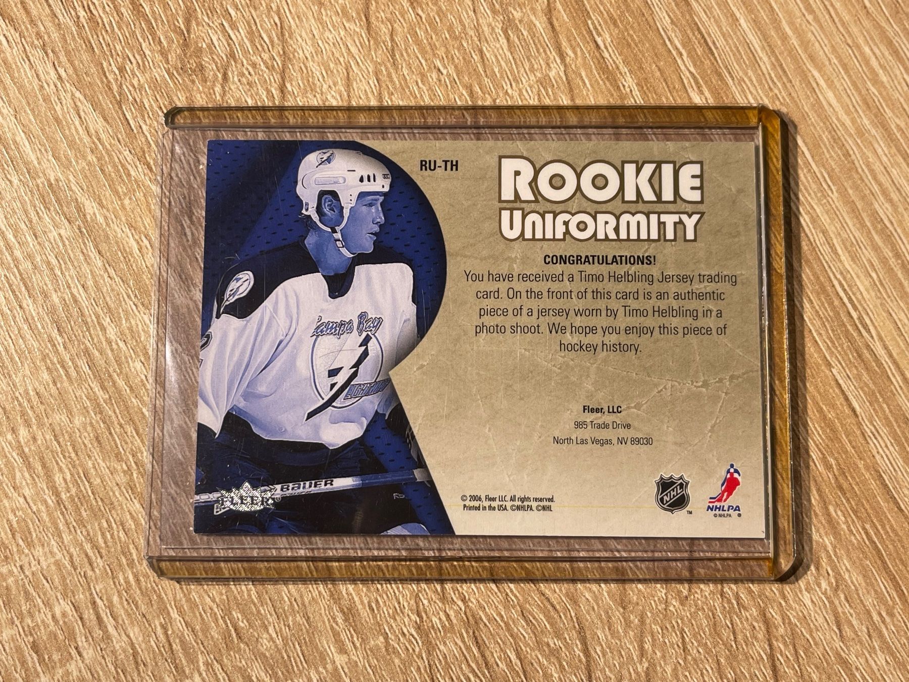 NHL Carte collezionabili: Rookie Uniformity Authentic Jersey Timo Helbling Lightning – Usato da Thun venduto da Suomitiger 1