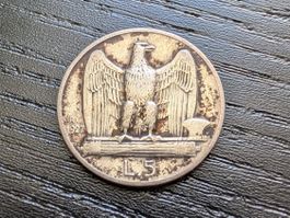 🇮🇹 Italy 5 Lire 1927 Victor Emmanuel III,  Silver