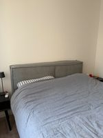 Boxspring Bett Stoff Grau 180x200 cm guter Zustand