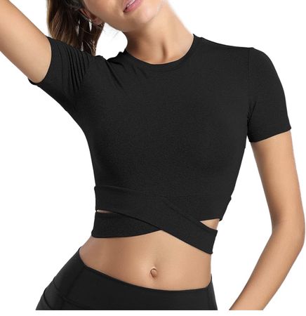 Schwarzes Sport Top, kurzarm, Grösse L,neu!