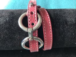 Bracelet double cuir naturel vieux rose