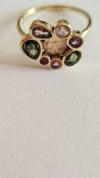 Tres jolie bague plaqué or jaune,véritable tourmalines gr58