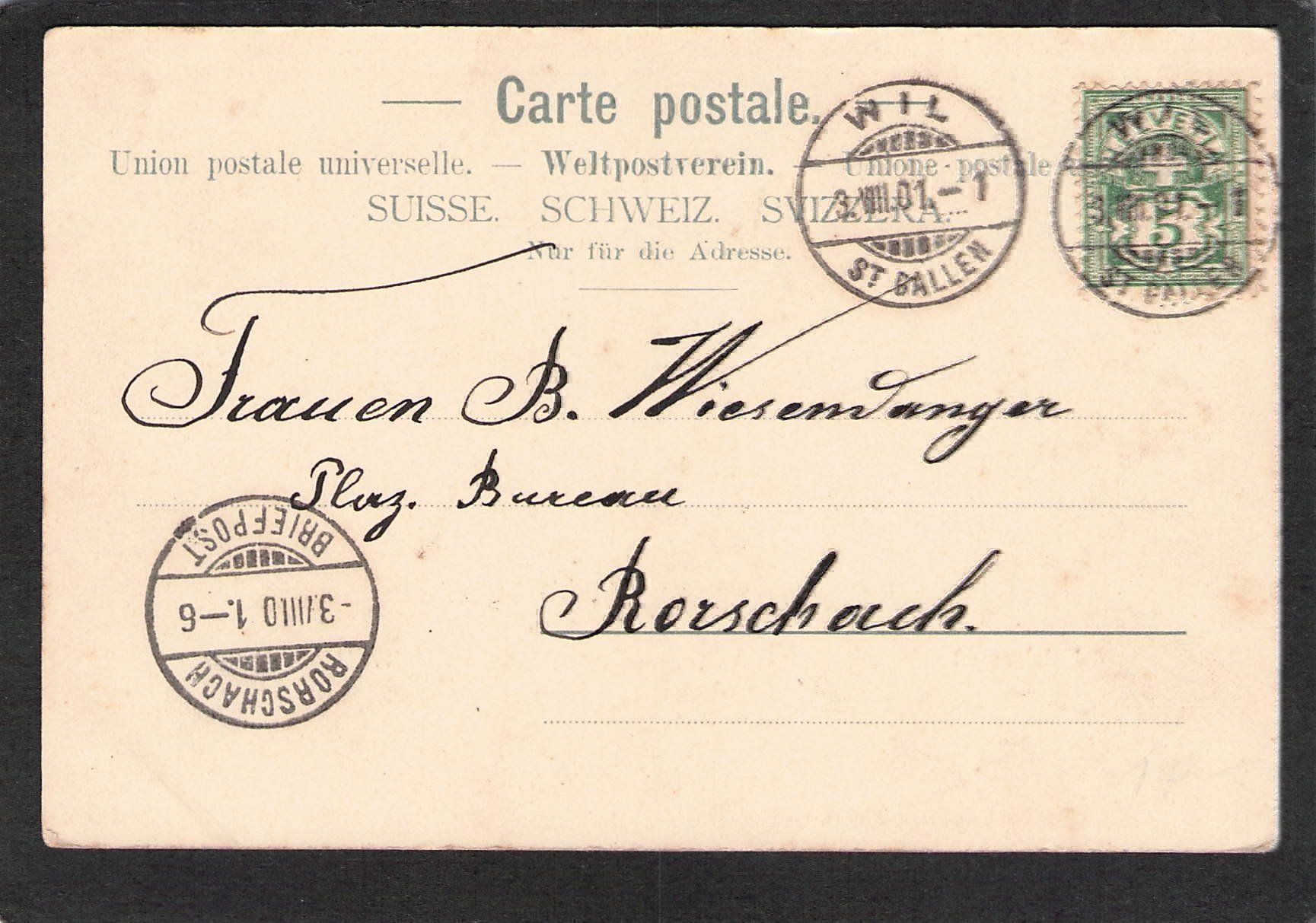 Ansichtskarten: -Wyl , 1901 – Gebraucht aus Reichenburg von Pipo-67 1