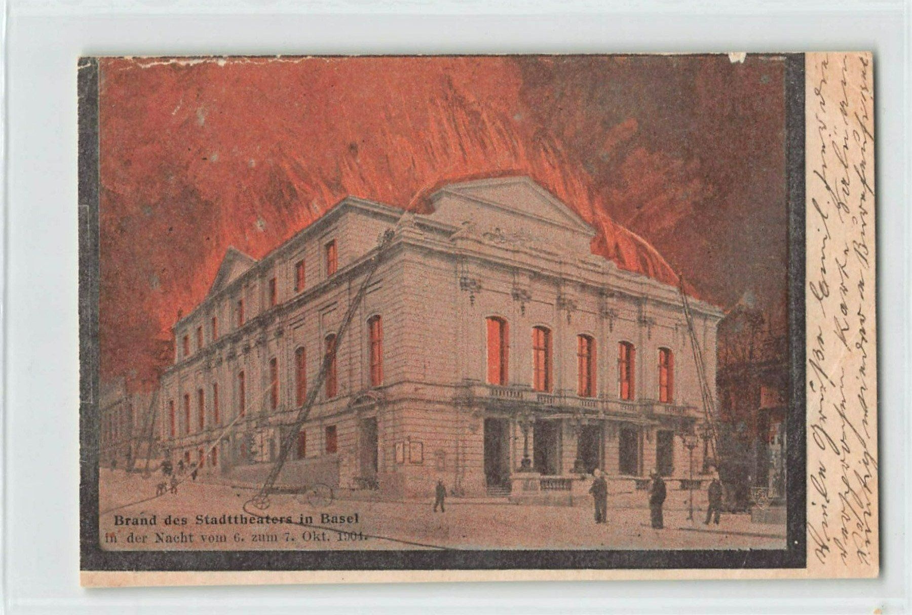 Cartoline postali: Brand Stadttheater BASEL - 6./7.Okt. 1904 – Usato da Winterthur venduto da SchatzchischtliWinti