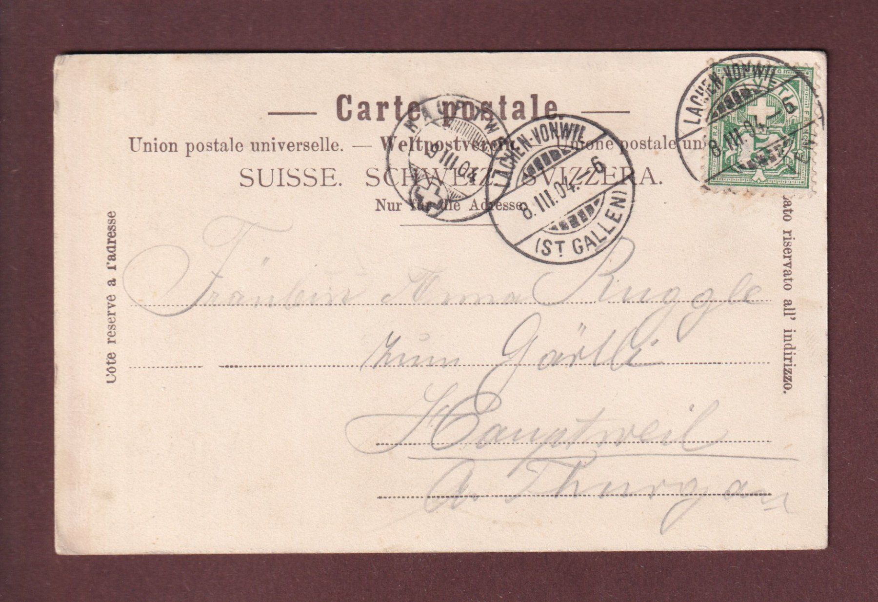 Cartoline postali: Ein Ausflug nach ST. GALLEN - 1904 – Usato da Pully venduto da nicecards 1