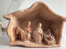 Italienische Deco Heilige Familie Hütte Terrakotta Keramik