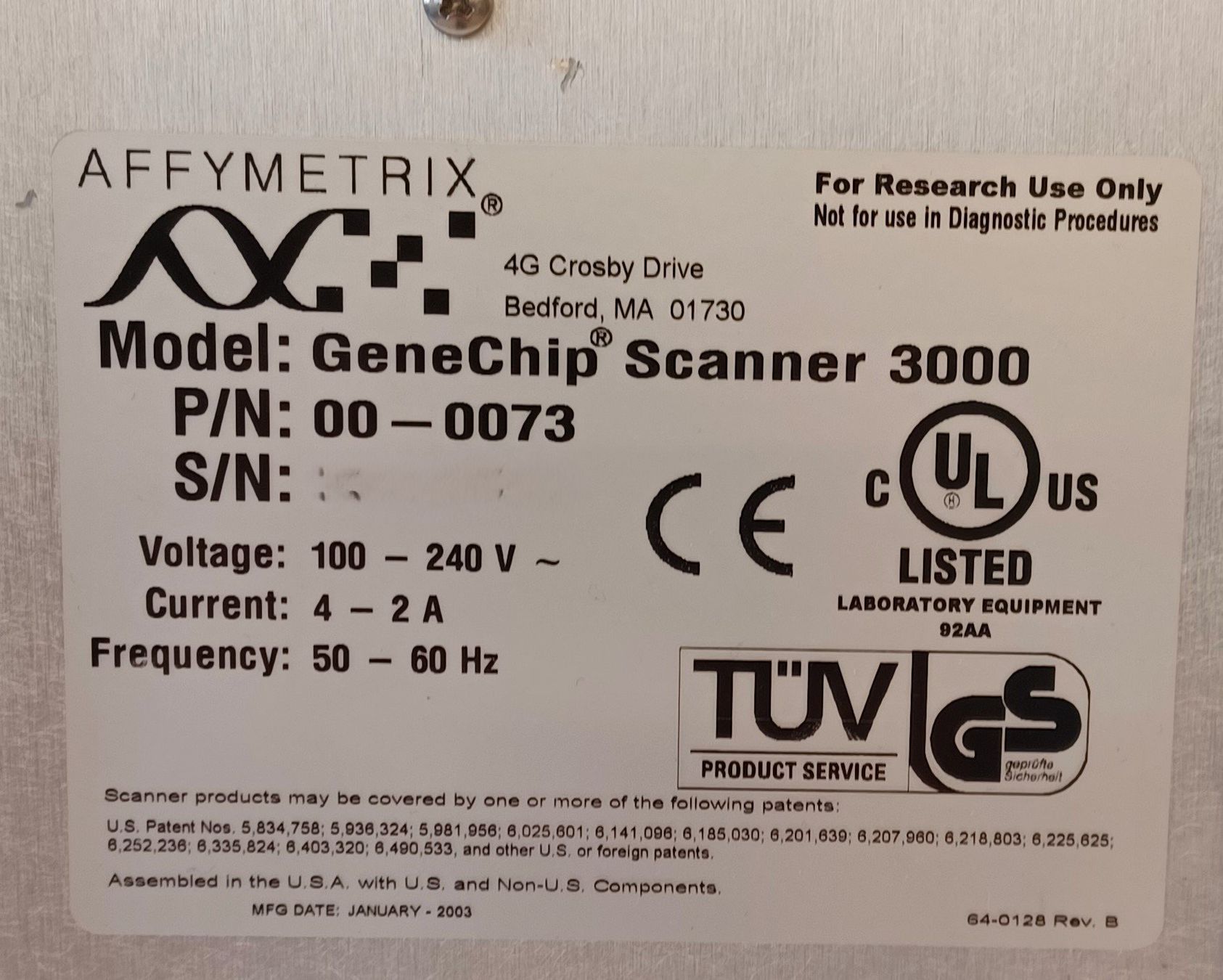 Accessori da laboratorio: Affymetrix GeneChip Scanner 3000 – Usato da Niederdorf venduto da LeptonAG_Labor 7