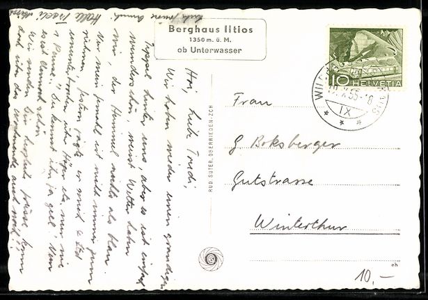 Cartoline postali: Unterwasser, Berghaus Iltios mit Säntis – Usato da Berlin venduto da bartko-reher 1