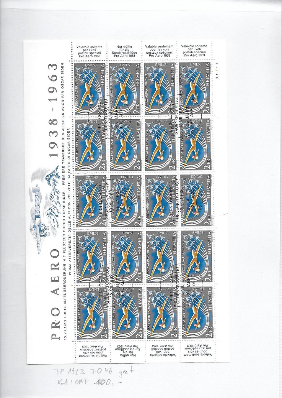 Tutti i francobolli: FP 1963 F046 gest. Kat: CHF 100.- – Usato da Basel venduto da Ilp