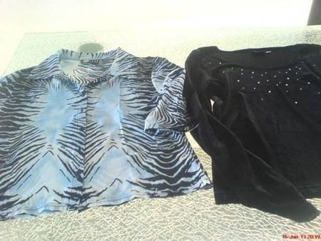 schöne Bluse blau+ schwarz Samtpulli S/M