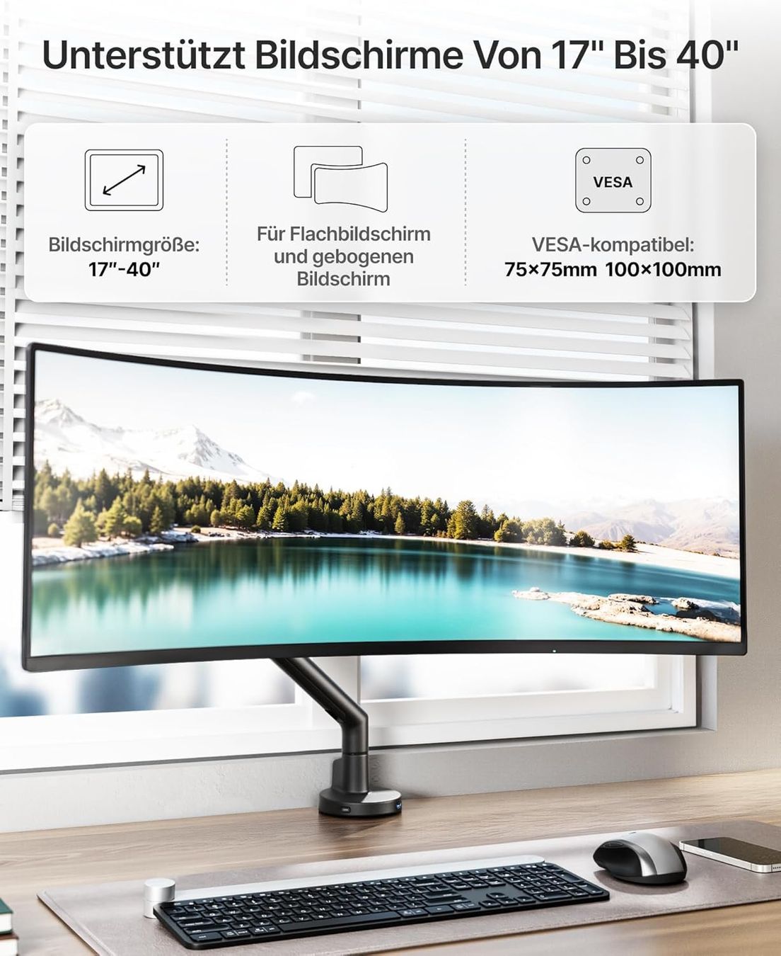 Staffa per monitor: Monitor Halterung Gasfeder 17-40 Zoll USB – Nuovo e nell'imballaggio originale da Suhr venduto da SchnapperCH 1
