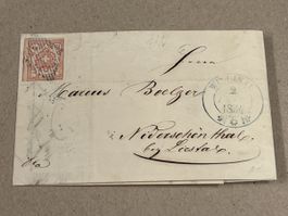 Rayon III auf Brief grosse Wertziffer 1854 Niederschönthal 