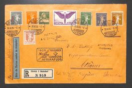 1926 Flugpost F12 + Mischfrank🇨🇭 Afrikaflug Zürich - Athen
