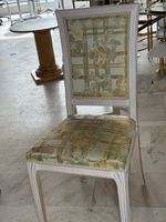 Stuhl Holz weiss mit Blumenmuster Bezug guter Zustand