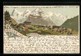 Litho Mürren, Blick auf den Ort in den 