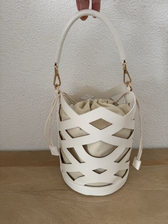 Damen Handtasche Eimer mit Lochmuster weiss guter Zustand