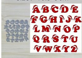 Stanzschablonenset kleine Buchstaben mit Weihnachtsmützen