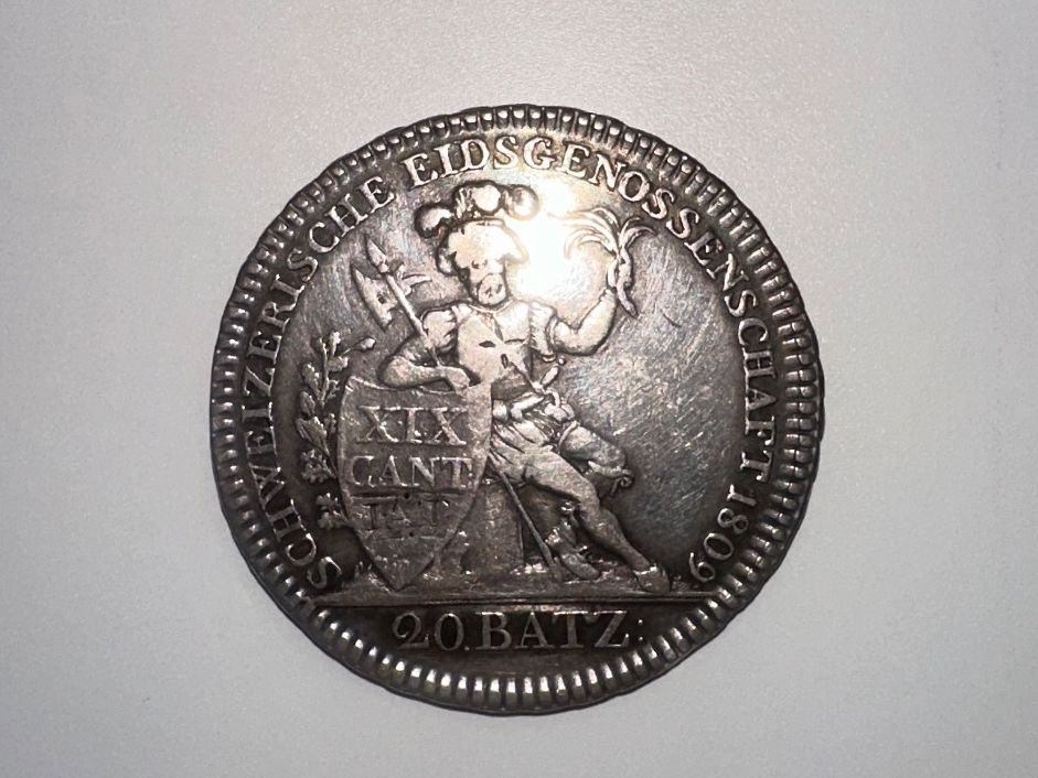 Tutti le monete: 20 Batzen 1809 Aargau ss+ – Usato da Zürich venduto da foxypann