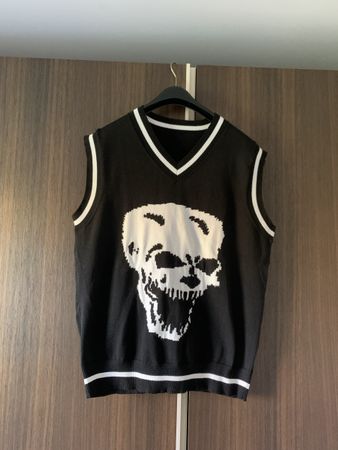 Gilet in maglia nero con teschio taglia M nuovo