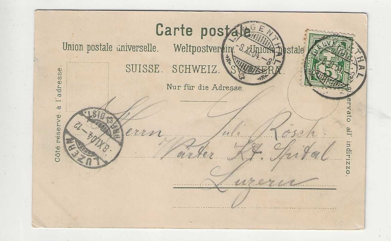 Cartoline postali: Langenthal, Litho, 1900 – Usato da Spiez venduto da Niesen20 1