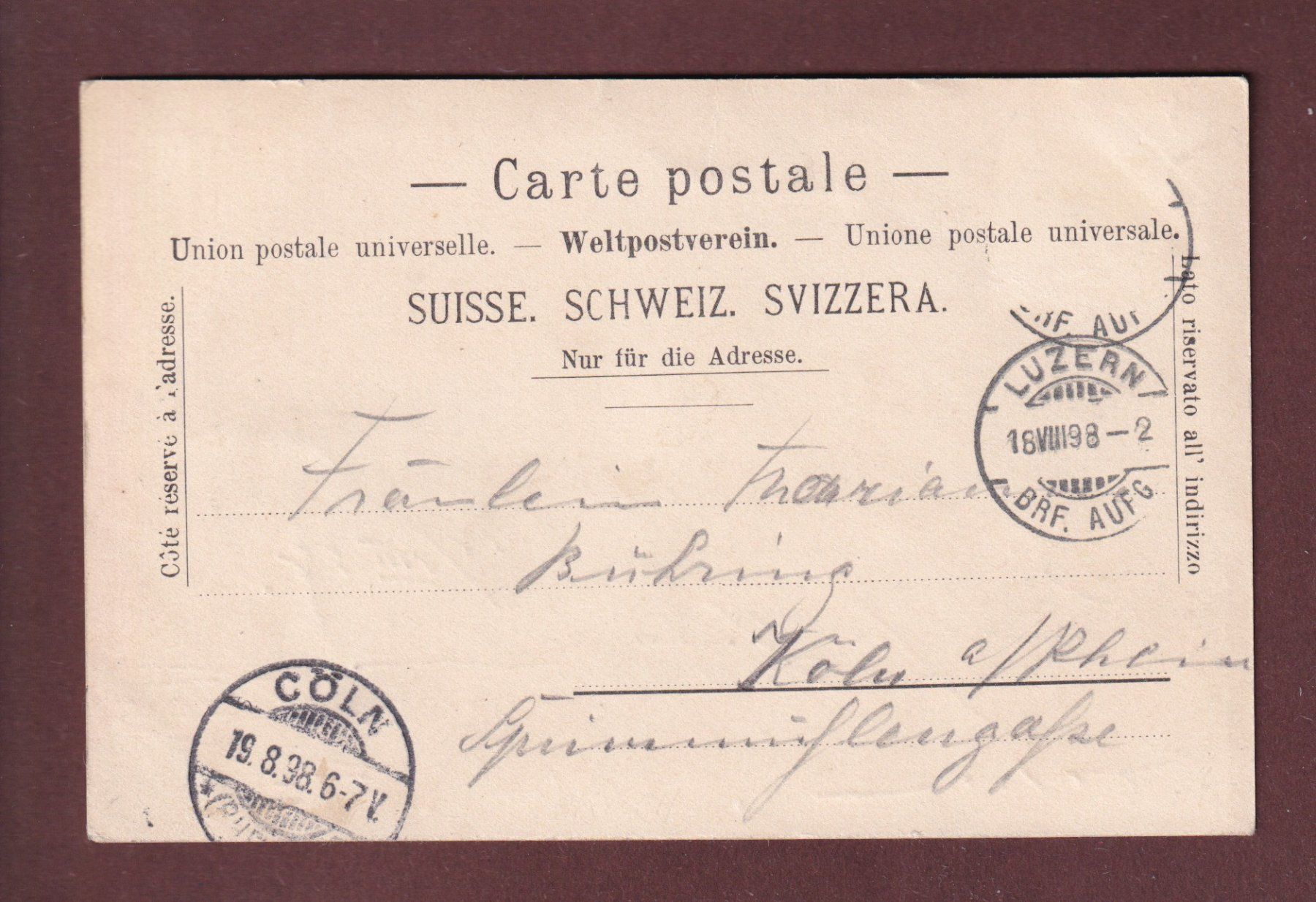 Cartoline postali: Gruss aus LUZERN - Löwe - 1898 – Usato da Pully venduto da nicecards 1