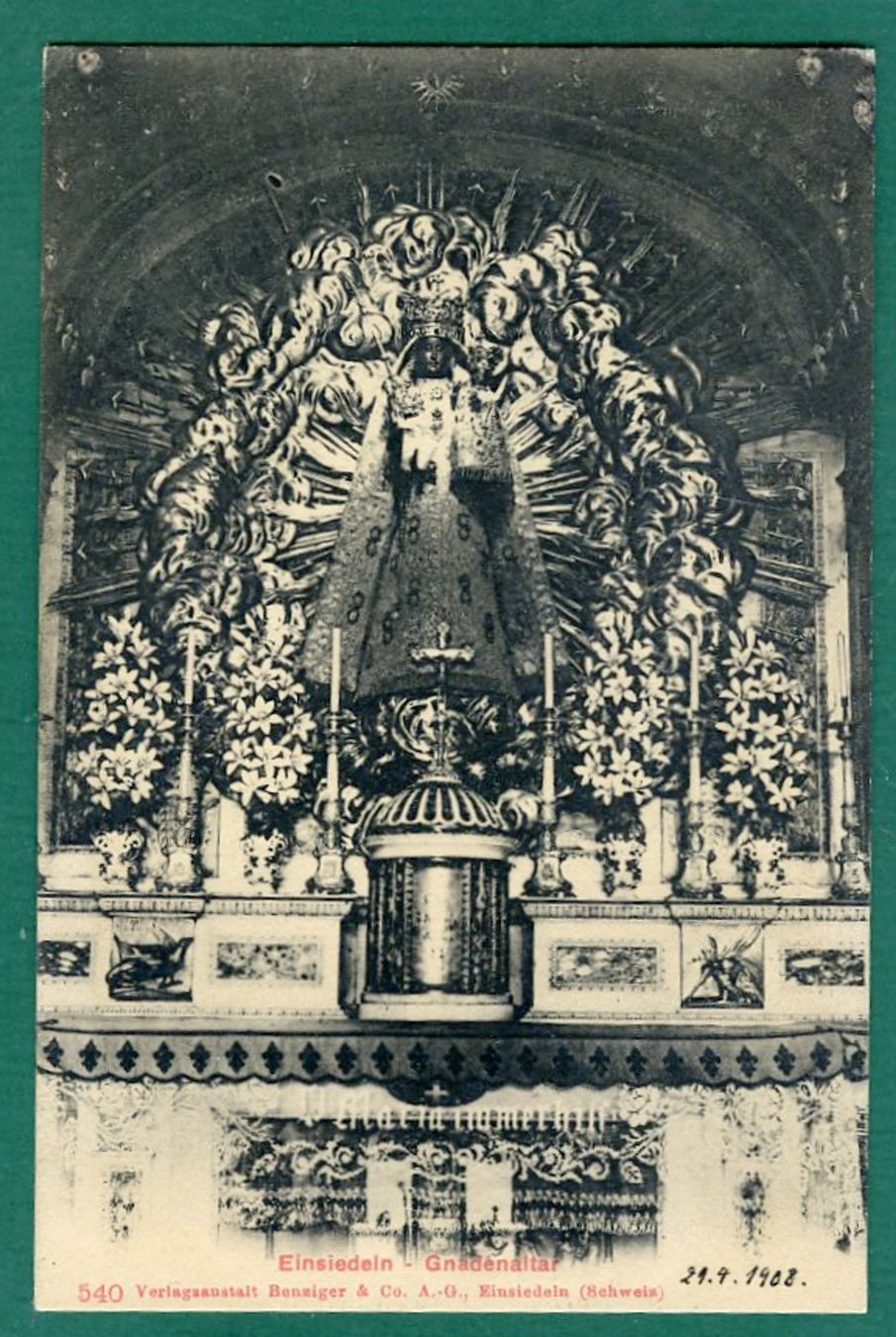 Cartoline postali: Einsiedeln, Gnadenaltar, 1908, ungelaufen – Usato da Sargans venduto da Hausi1951
