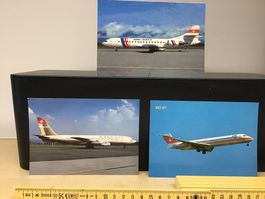 3 seltene Postkarten Flugzeuge Schweiz  Crossair ...