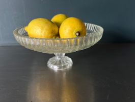 Antike Glas Fusschale / Tazza – Pressglas Vintage  Kristall